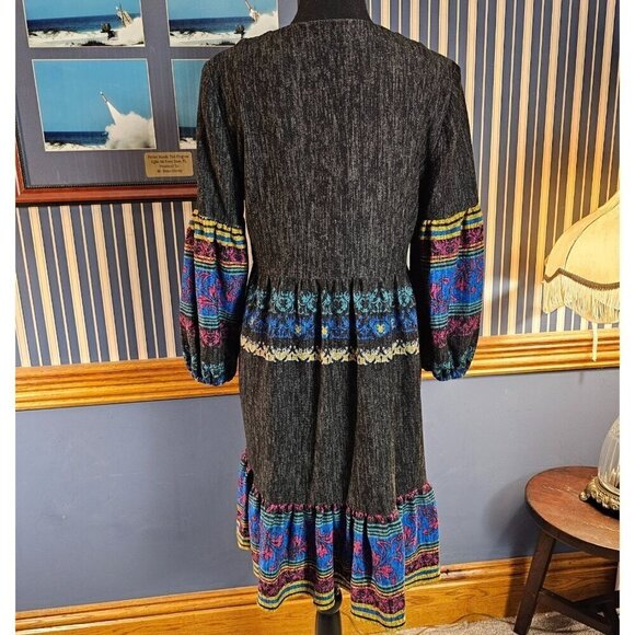 Bohemian Violet Weekend Dress Loose Fit Unique Babydoll Design Size 8 - Picture 4 of 6